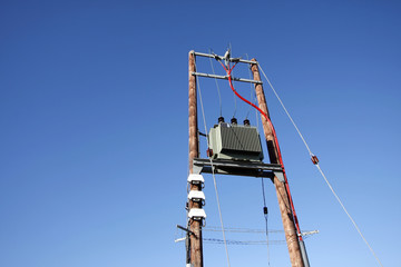 Fototapeta na wymiar Electric transformer substation