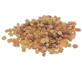 pile of raisins isolated on white background