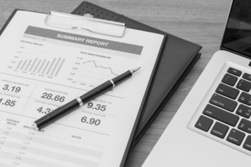 Showing business and financial report. Accounting