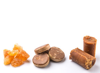 Palm sugar, coconut sugar and sugar cane rock