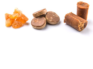 Palm sugar, coconut sugar and sugar cane rock