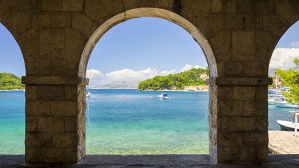 Obraz na płótnie Canvas view on Adriatic sea in Cavtat, Dalmatia