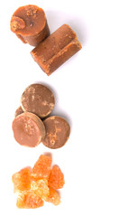 Palm sugar, coconut sugar and sugar cane rock