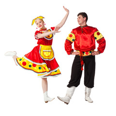 Russian folk dance, isolated on white