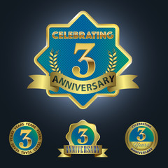 Celebrating 3 Years Anniversary - Blue seal with golden ribbon