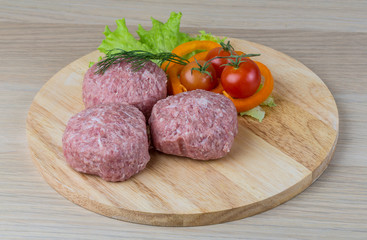 Raw burger cutlet