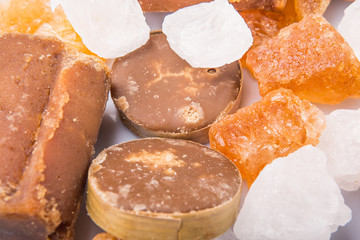 alm sugar, coconut sugar, sugar cane rock and white rock sugar 