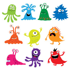 Set with colorful funny characters monsters