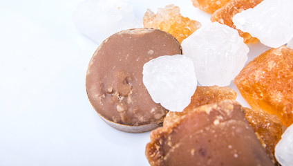 alm sugar, coconut sugar, sugar cane rock and white rock sugar 
