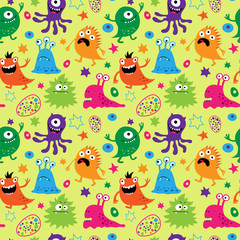 Bright seamless pattern with aliens - 77479802