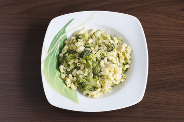 Food consist of pasta and cauliflower