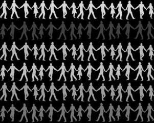 silhouettes of people - women and men, monochrome