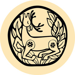 Ethnic deer totem hand drawn sketch. Vector illustration