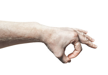 Men's  Palm down on a white background