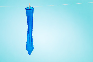 Blue condom