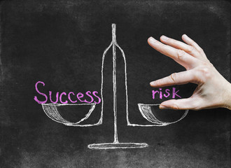 The success and risk at different scales-drawing with chalk on t
