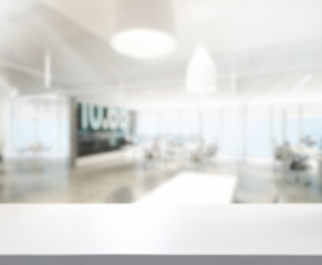 Fototapeta premium Table Top And Blur Office Background