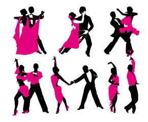 vector set of six dancing couples