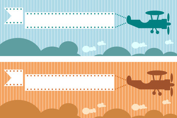 retro airplane silhouette with banner © Little Sparrow