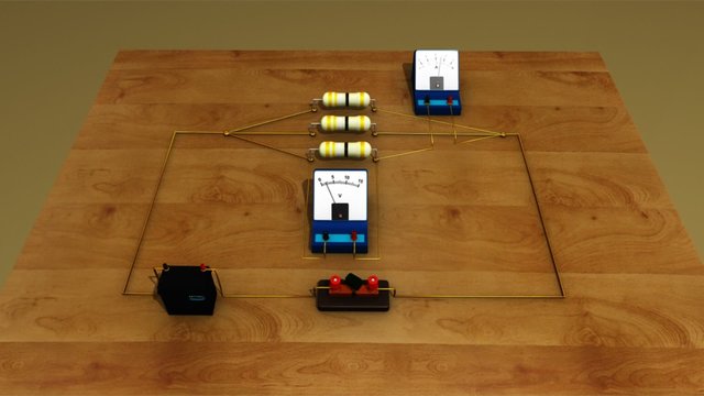 Resistors and voltmeter in parallel and observing ammeter