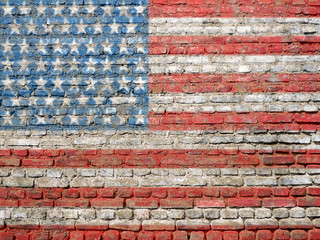 USA flag painted on wall
