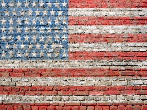 USA flag painted on wall