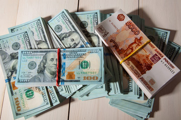 American dollars and Russian rubles