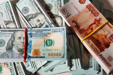American dollars and Russian rubles