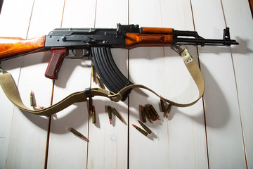 Kalashnikov assault rifles with ammunition