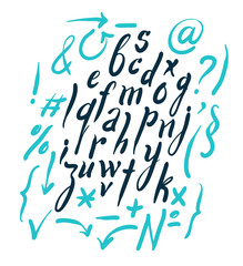 Vector alphabet. Hand drawn letters.