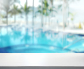 wood Table  Top Background and Pool 3d render