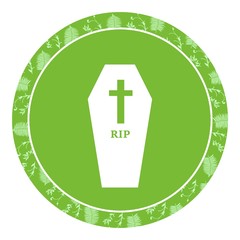 Obraz premium Cercueil dans un panneau vert