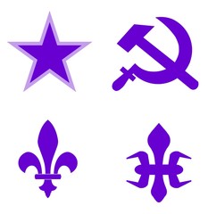 Symboles soviétique et monarchique en 4 icônes