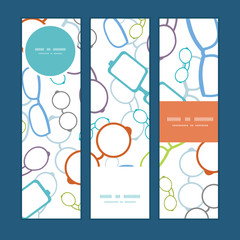 Vector colorful glasses vertical banners set pattern background
