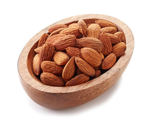 almonds in a wooden bowl