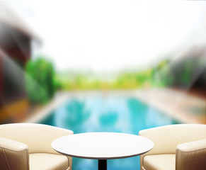 wood Table  Top Background and Pool 3d render