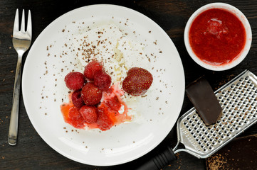 Cottage cheese with fresh berries for breakfast