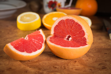 Naklejka na ściany i meble cut fruit on the kitchen table