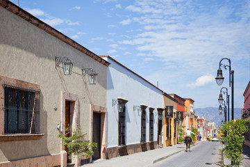 Street with colorful houses in Tequila, Mexico