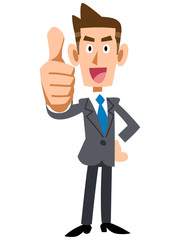 サムズアップする若いビジネスマン
