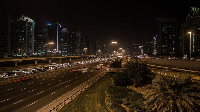 time lapse photography, Sheikh Zayed Road in Dubai
