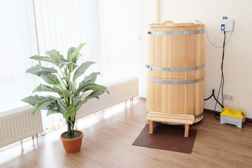 Fototapeta na wymiar Mini sauna - Cedar barrel