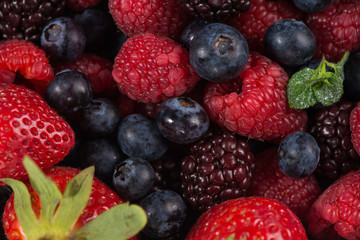 close view on fresh summer berries fruits