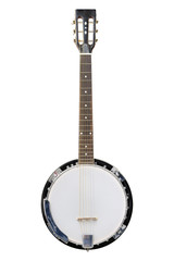 The image of white banjo isolated - obrazy, fototapety, plakaty