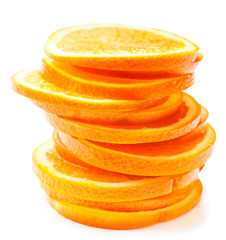 Fototapeta na wymiar Slices of fresh orange fruit isolated on white background close