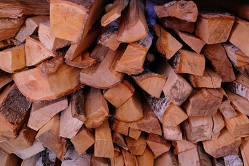 Dry chopped firewood logs