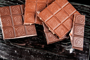 chocolate on a black background