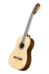 The image of acoustic guitar isolated under the white background