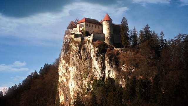 Shot of Bled's castle from distance