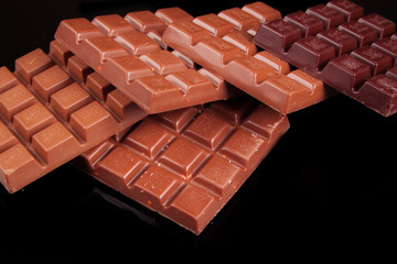 chocolate on a black background